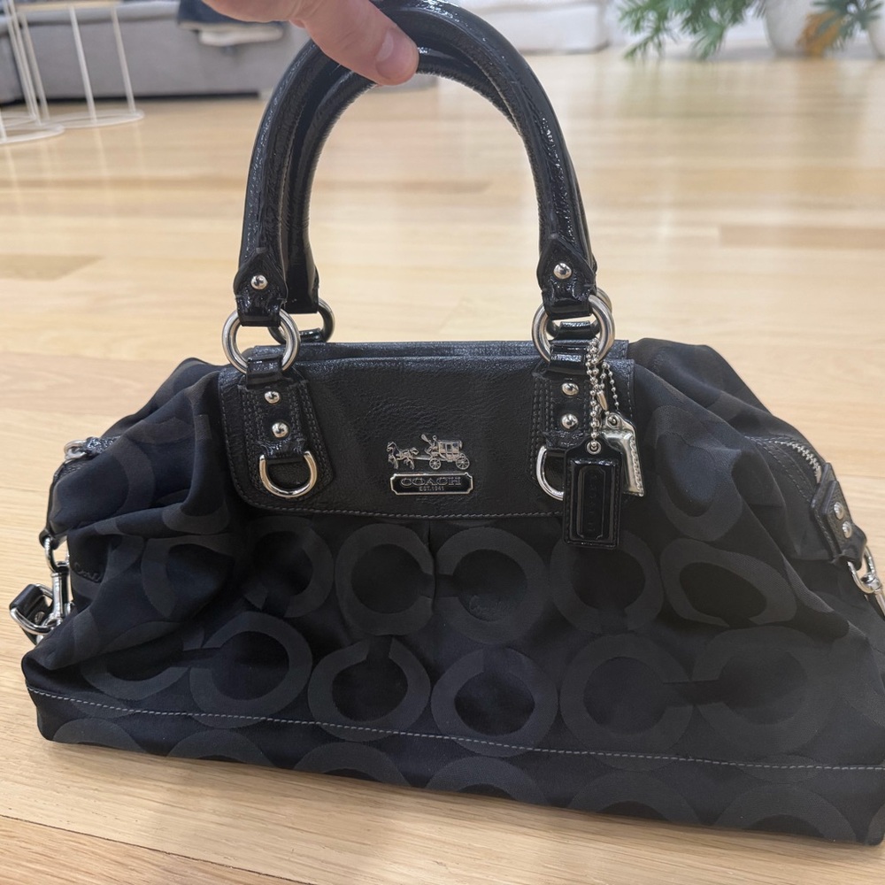 Coach Black and Gray Signature Satchel